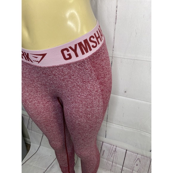 Gymshark Flex Leggings Marl‎ Heather Burgundy Athletic Fitness Gym Women XS - Picture 4 of 8